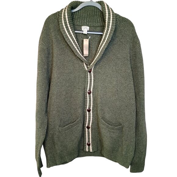 J.Crew Rugged Merino Shawl Collar Cardigan XXL Sage NWT - Picture 1 of 11